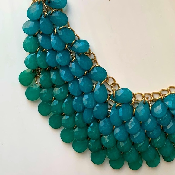 Blue to Green Ombré jewel Statement Necklace - Picture 6 of 7